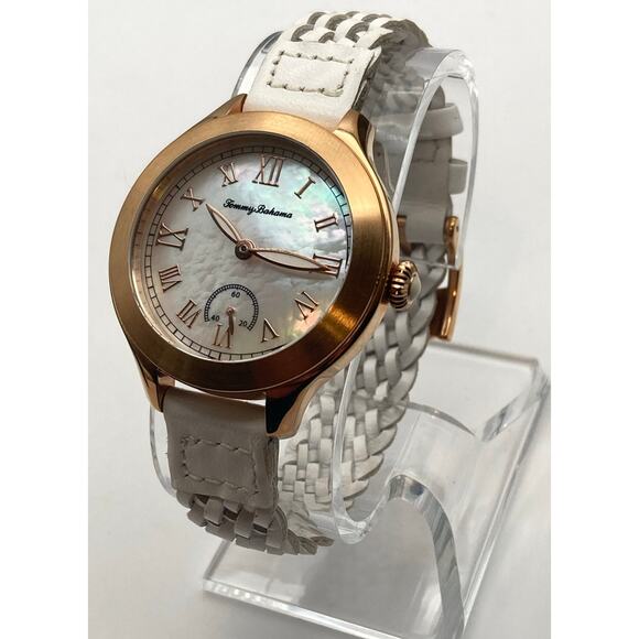 Tommy Bahama Womens Watch 36mm MOP Face New Battery WR 3ATM All Stainless Steel - Picture 1 of 13